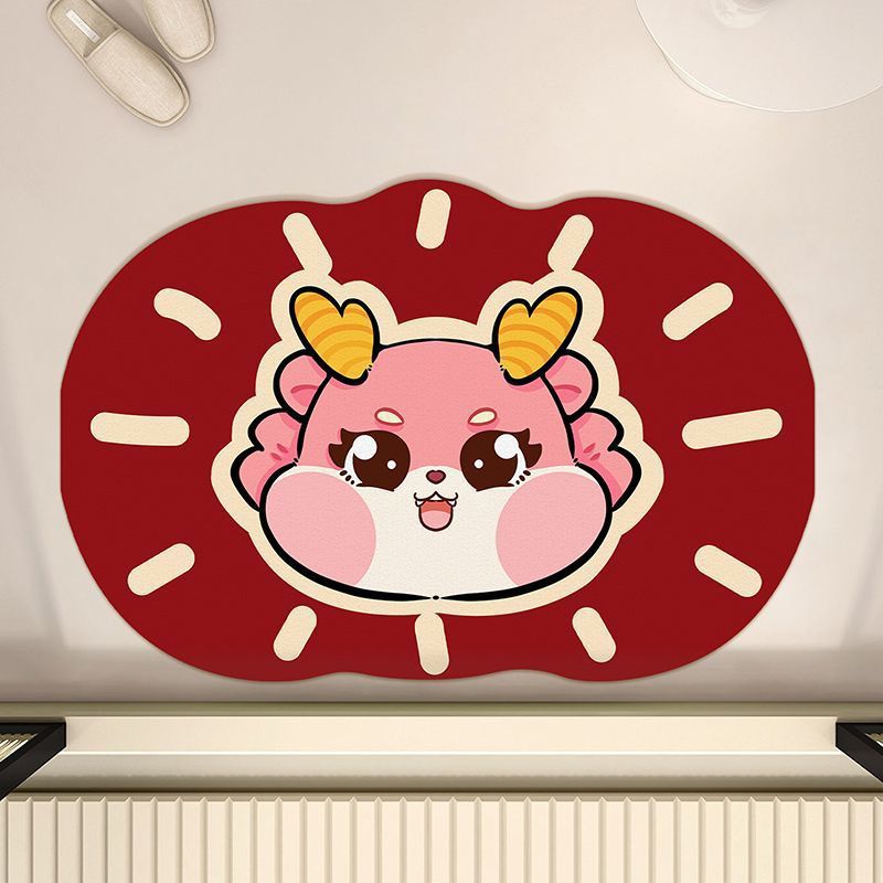 Dragon Year Decoration Bathroom Floor Mat Soft Diatom Mud Floor Mat Toilet Bathroom Bathroom Door Foot Mat Cartoon Floor Mat