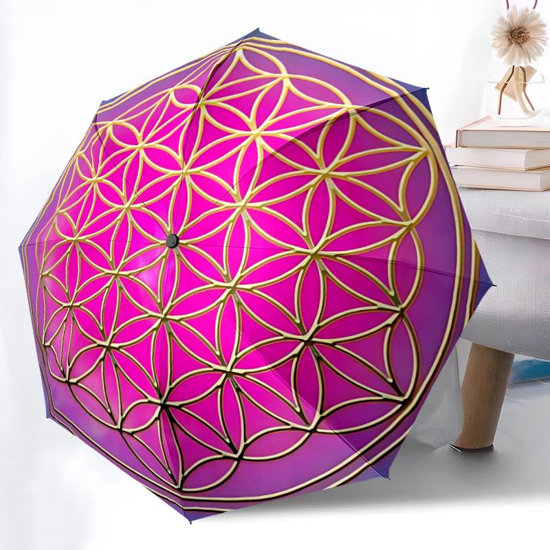 

1pc Sacred Geometry Automatic Umbrella - Automatic Opening And Closing, Sturdy Iron Frame, Formal Occasions yy251018250