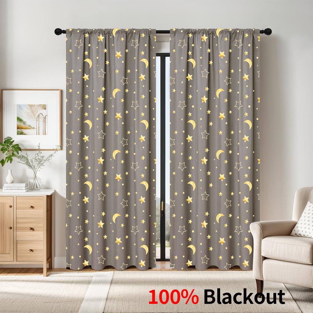 Hot Stamping Silver Chunya Spinning Full Blackout Curtains Living Room Bedroom Sunscreen Curtains
