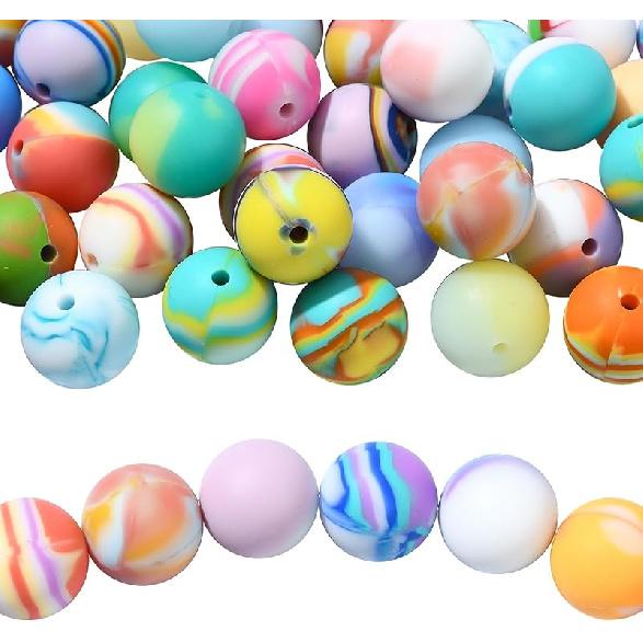 LiQunSweet 15 Pcs 15 Styles Christmas Theme Silicone Beads Santa Claus Tree Socks Snowman Snowflake Beads for DIY Jewelry Keychain Pen Craft