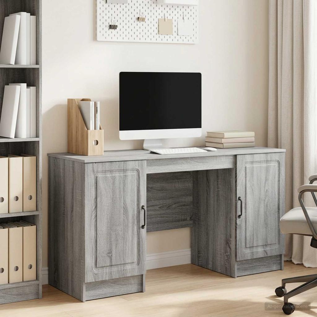 Desk Grey Sonoma 142.5 X 50 X 75 Cm Particleboard