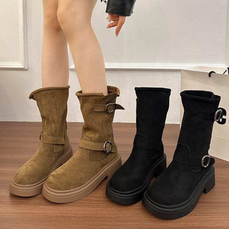 Fashion Autumn Women Ankle Boots Low Heels Slip On Shoes Fashion Square Toe Comfortable Short Botas Zapatos De Mujer