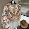 Loose Hong Kong style temperament silk scarf printing Japanese casual play wear personalized outer scarf shading cape shawl