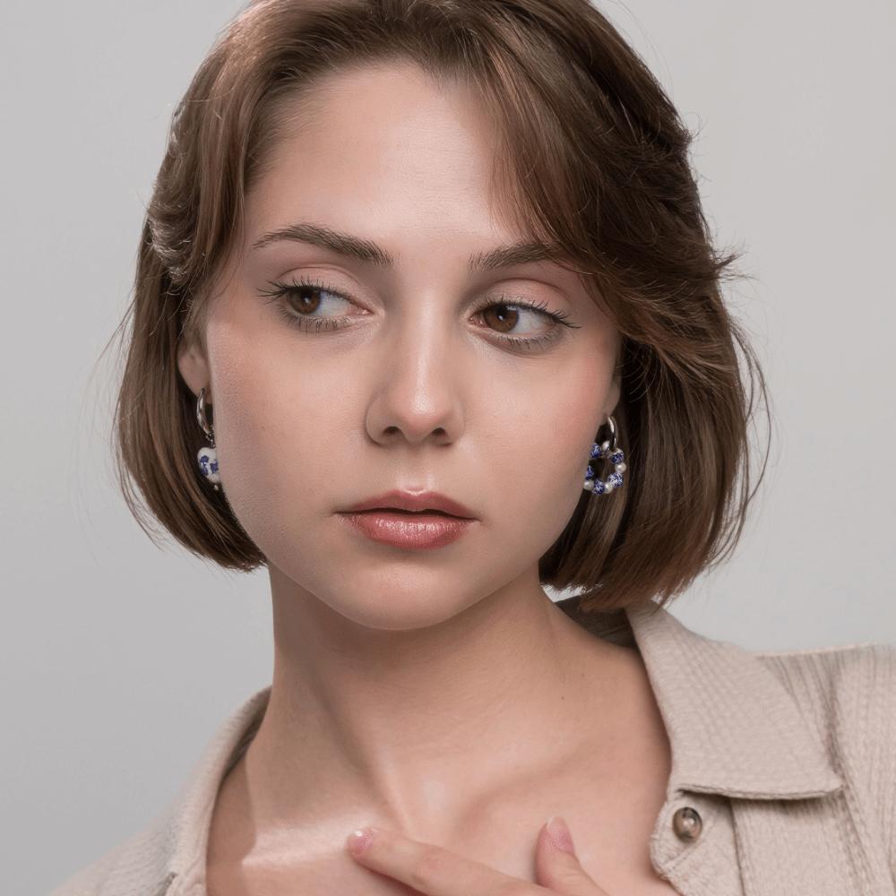 Heart Dangle Earrings Imitation Ceramic Pearls Dangle Earrings Asymmetric Earrings  Women