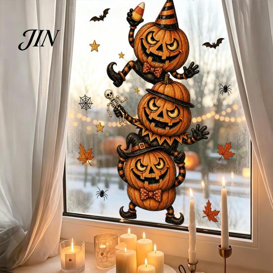 Waterproof PVC Seasonal Decals Halloween Window Clings, Static Decals, Removable Festive Wall Stickers, Durable Glass Art Supplies Animals/Ghost