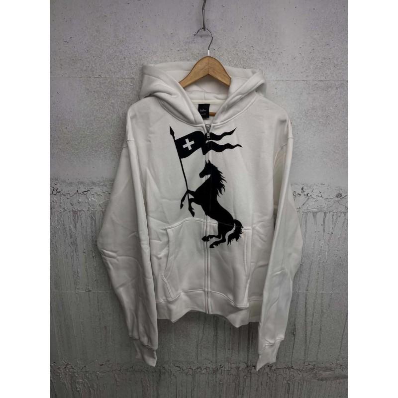 Vintage Horse Flag Print Zip-Up Hoodie Loose Fit Streetwear Women