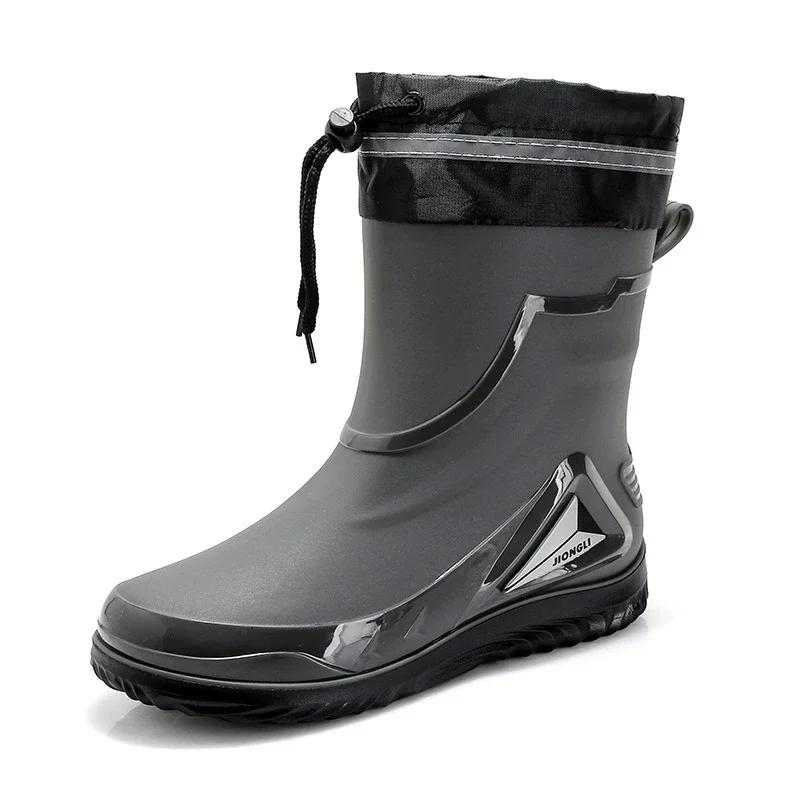 Fashionable Rain Boots for Men, New Style, Short and Mid-length Rain Boots, Non-slip Work Rubber Shoes, Outdoor Fishing Shoes