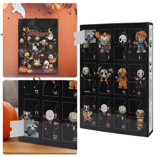 Halloween Adventskalender 2026, 24-Tage Countdown-Box, Gruselige Feiertags-Mitgebsel für Kinder Erwachsene, Horror-Themenkalender