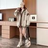 Women's Fleece-Lined Hooded Sweatshirt: Autumn/Winter Loose Fit Korean-Style Baseball Jacket