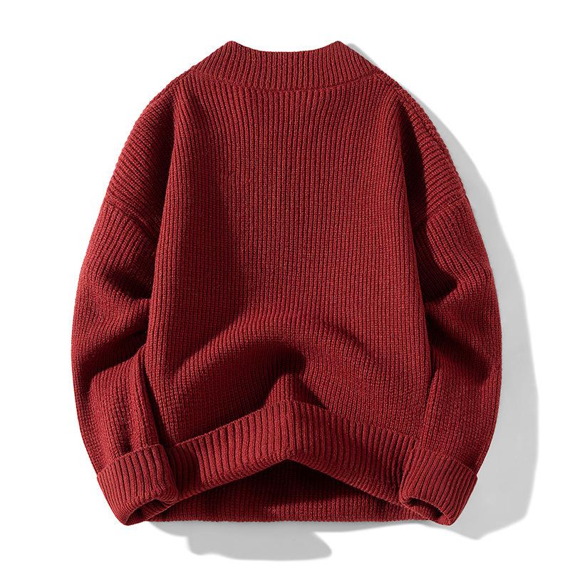 Nový podzimní a zimní svetr s polovičním rolákem na knoflíky, pletený svetr, pánský všestranný svetr-bunda