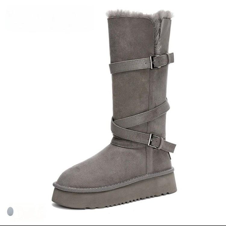 Kleine dicksohlige hohe Stiefel mit langem Schaft, Schneestiefel für Damen, Winter 2025, neu, erhöhend, gefüttert und verdickt, warme Baumwollschuhe für den Nordosten