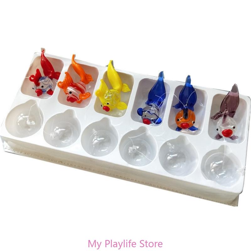 Aquariumdeko Schwebendes Meerestier Miniatur Anhänger Niedlich Glas Ozeanfisch Seestern Seestern Krabbe Clownfisch Rochen Ornament