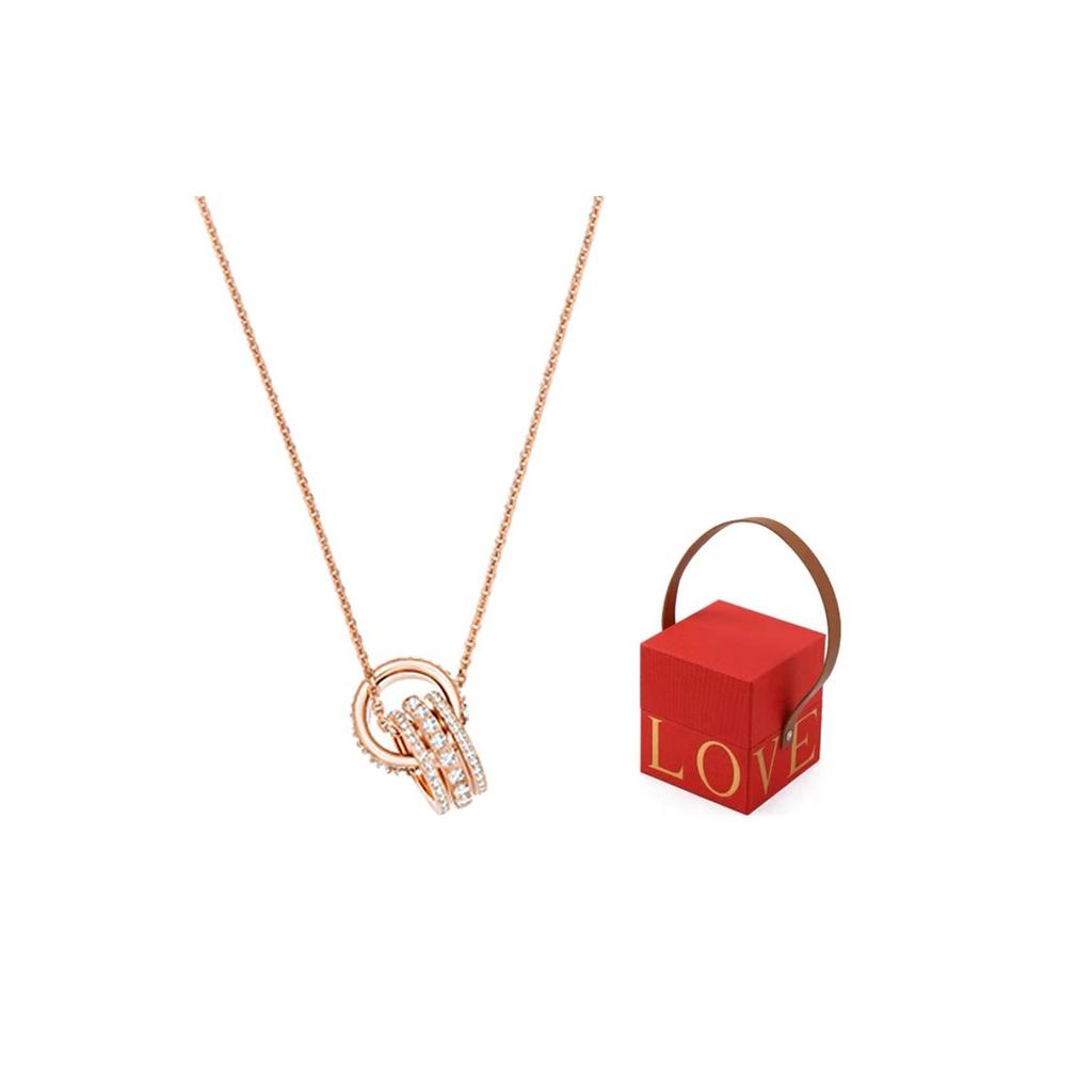 Swarovski Further Double Ring Hollow Gold Plated Necklace Women Necklace Rose-Gold 5419853