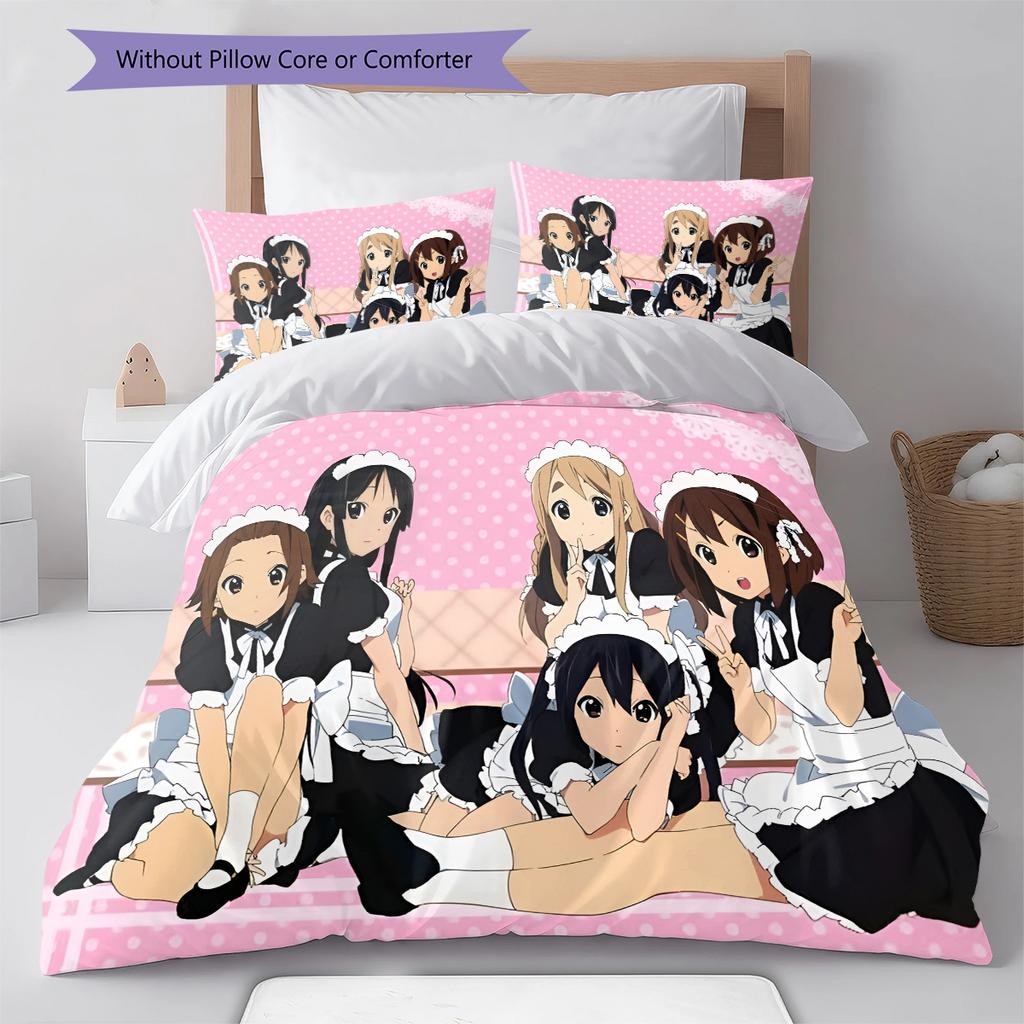 Anime Pattern Bedding Quilt Set Quilt Cover Pillowcase Home Decoration Birthday Gift (1 * Duvet Cover + 2 * Pillowcase, Without Core)