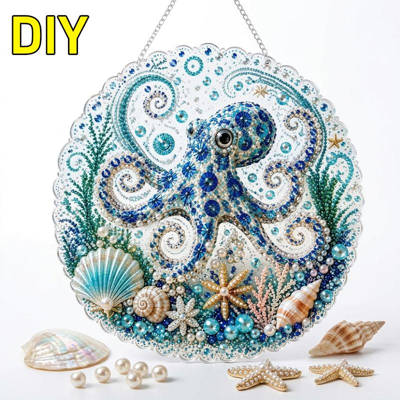 Ozeanperlen Kunst DIY Hängendes Ornament Kit 5D Spezielle Form Diamantmalerei für Erwachsene Fensteraufhängung Dekoration Geschenk für Bastelliebhaber