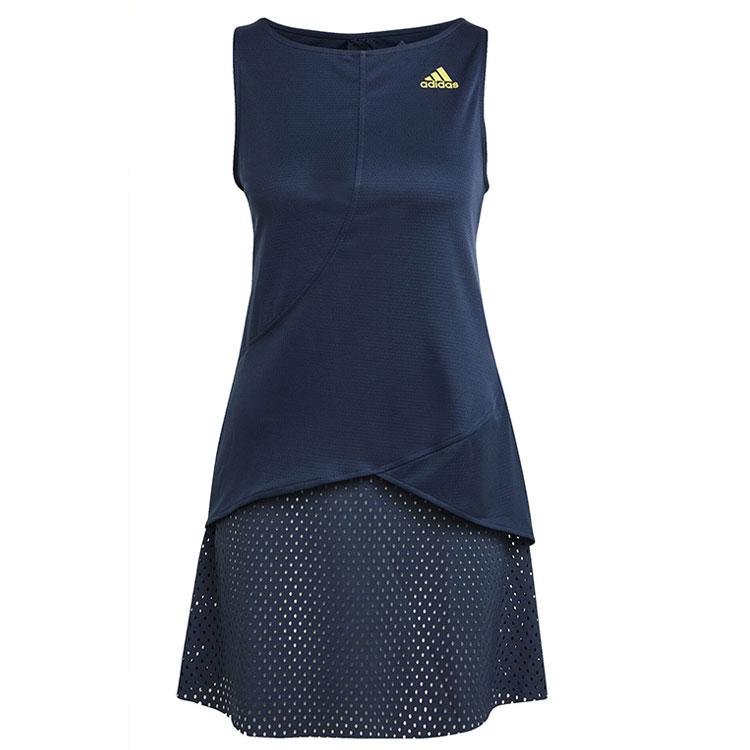 

adidas Women s Blue Yellow HEAT.RDY Tennis Sleeveless Dress GH7599 XS