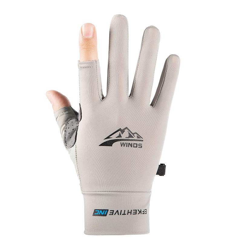 

Sunscreen gloves, two-finger gloves, men s and women s driving sweat-absorbing fishing, ice silk non-slip, half-section cycling, half-finger gloves L