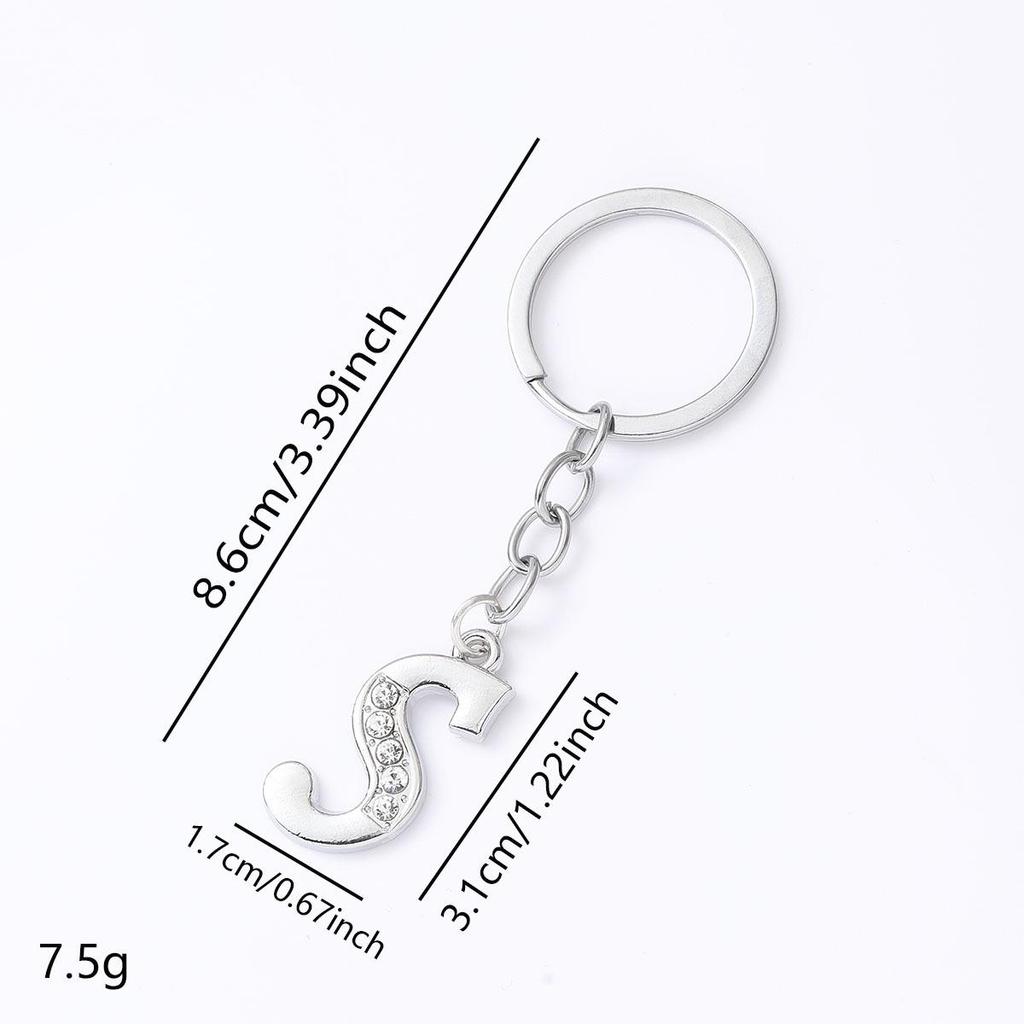 Creative Rhinestone Initials Metal Keychain – Korean Style Car Keyring Party Gift.