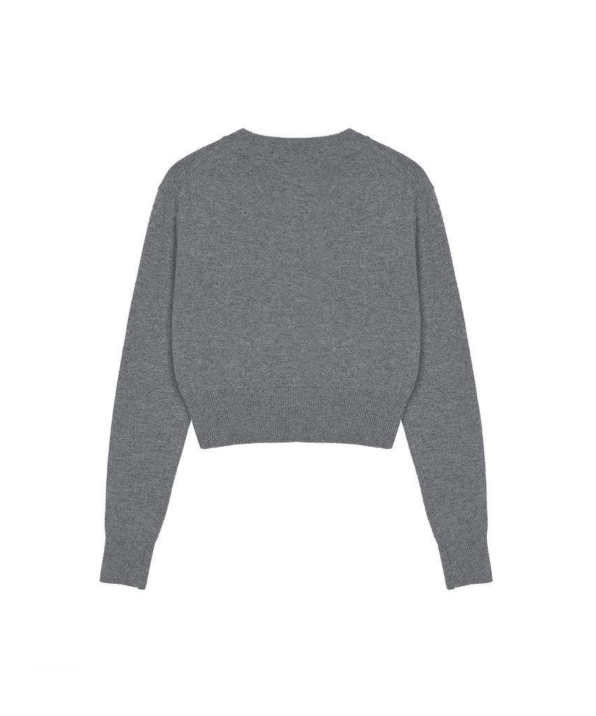 Nigaennikol Cashmere Nicole Logo Crop Jacquard Knit_Gray