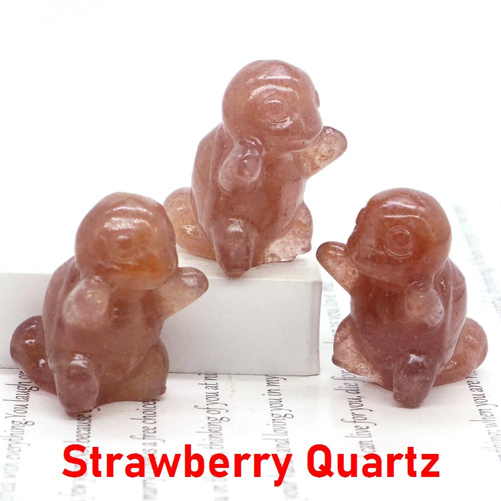 1.2" Cute Cartoon Turtle Figures Natural Stones Carved Anime Statue Healing Crystals Animals Room Ornaments Kids Christmas Gifts