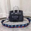 Nuova borsa da donna in vera pelle con inserto in tela alla moda, tracolla lavorata a maglia, borsa da donna a tracolla diagonale a mano