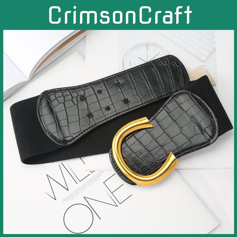 European Style Wide Faux Leather Belt For Dresses And Coats With Elastic Waistband 2021 Fall Collection