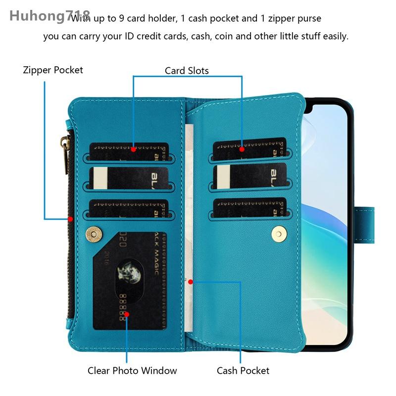 Zipper Leather Case For Redmi 6 7 8 9 Power 10 Prime Plus 2022 11 12 13 6A 8A 9T 9A 9i 9C Nfc 9AT 10A 10C 10X 11A 12C 13X 4G 5G Wallet Cover Casing