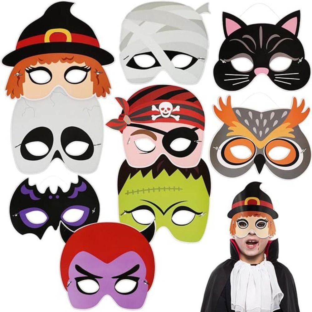 

Призрак Хэллоуин Бумажная Маска Череп Косплей Маска Мультяшный Призрак Лицо Маскарад Косплей 8pcs/set