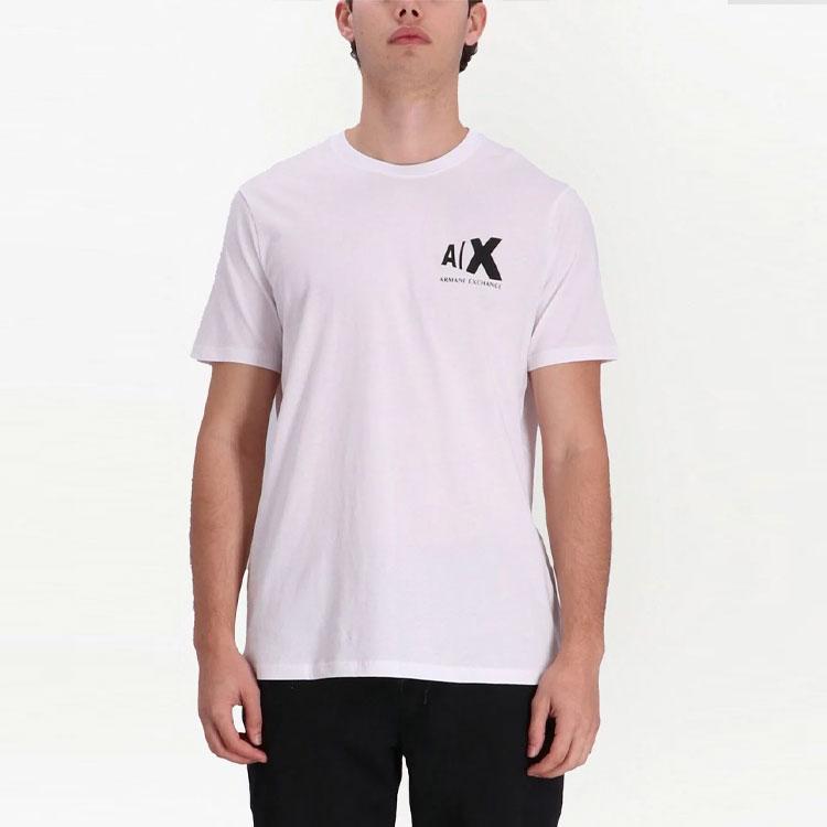 Armani Exchange SS23 Letter Print Crew Neck Short Sleeve T-Shirt Men Tops White 3RZTAF-ZJGCZ-1100