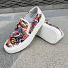 Summer New Men's Graffiti Printing Pattern Canvas Shoes Breathable Casual Slip On Walking Sneakers Footwear Flats