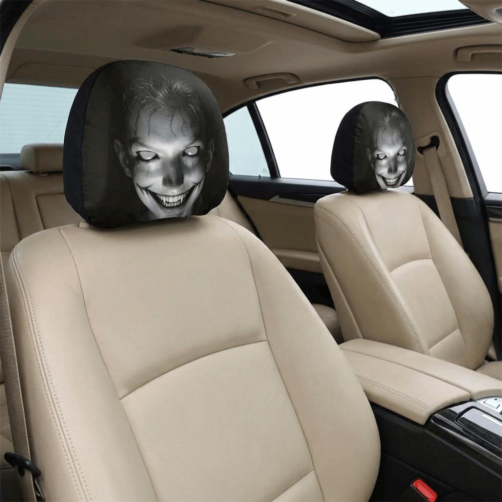 2PCS Stain-Proof Halloween Car Headrest Cover Auto Interior Decoration Cover Family Road Trips