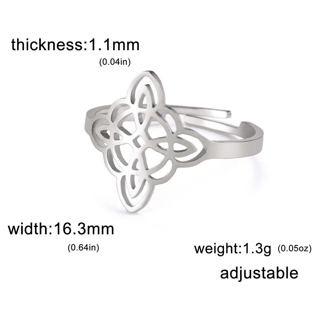 Lemegeton Witch Knot Ring for Women Stainless Steel Adjustable Finger Rings Supernatural Jewelry Accessories Amulet Lucky Gift