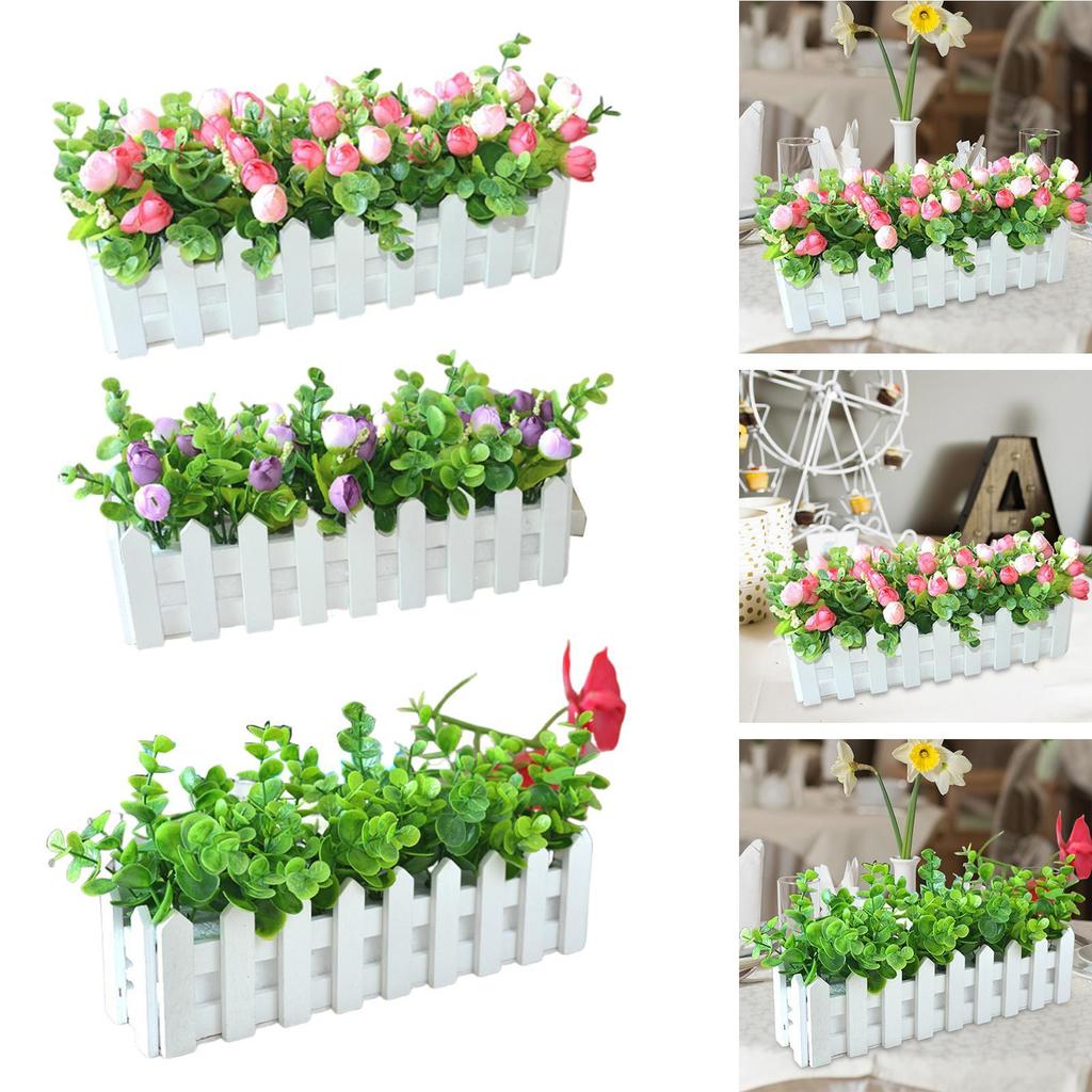 Artificial Flower Plant Desktop Ornament Decorative Lifelike Arrangement Fake Plant for Room Window Indoor Wedding Decoration