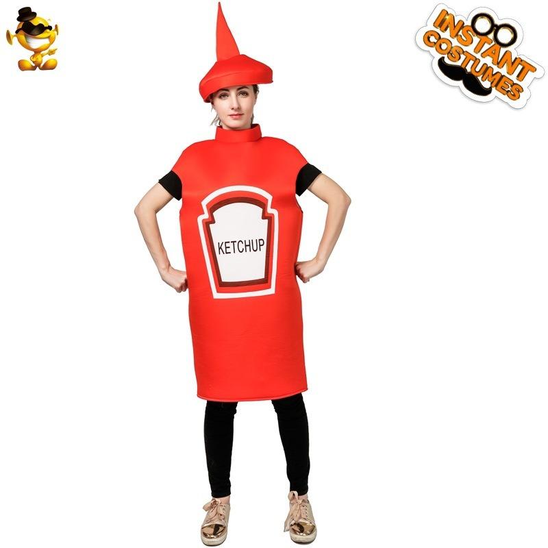 Halloween Adult Couples Mustard Ketchup Costumes, Adult Funny Role-playing Stage Costumes