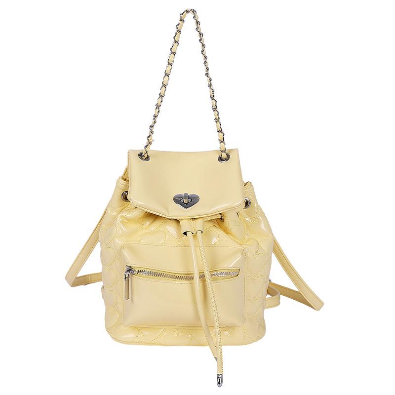 Rhombus bag women's new chain backpack fashion portable bucket bag texture travel backpack
