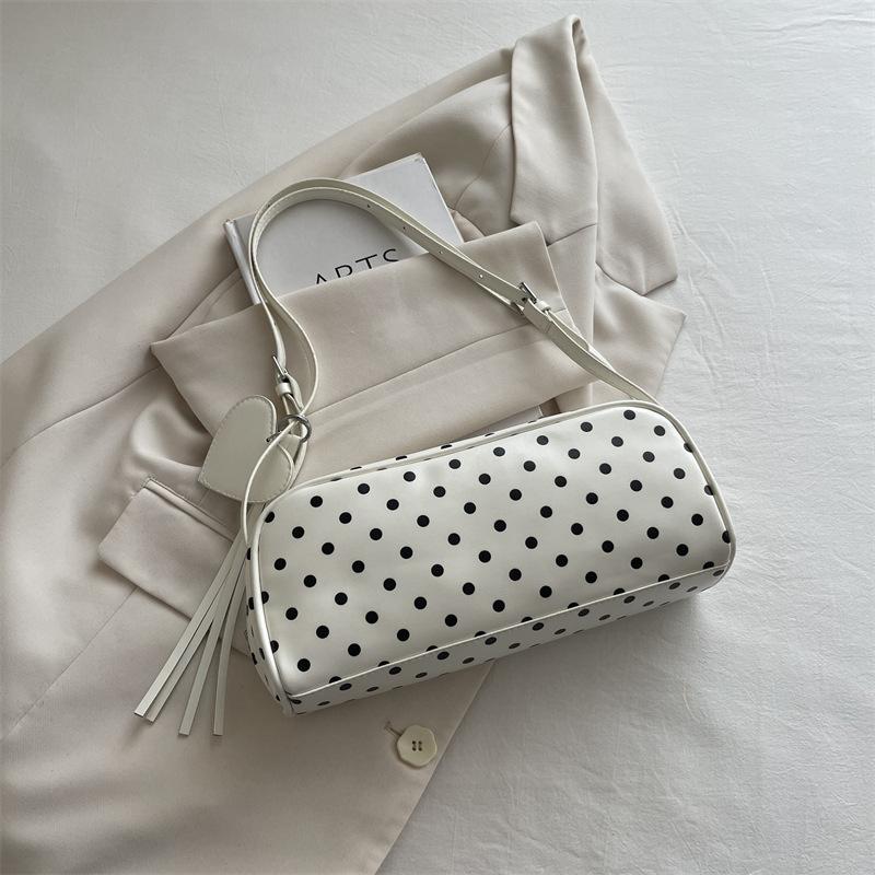 Retro Dot Pu Shoulder Bags for Women Large Capacity Ladies Underarm Bag Korean Style Versatile Portable Girls Pillow Handbags