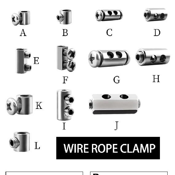 1-4mm Adjustable Stainless Steel Wire Rope Metal Suspension Clamp Used For Hanging Accessories Sling Screws Cable Fixing Tools
