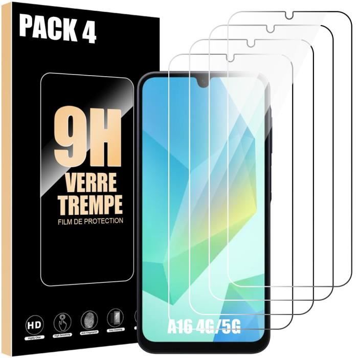 Protecteur d'écran - Samsung - Galaxy A16 - Verre Trempé - Lot de 4 - Anti-Rayures 9H