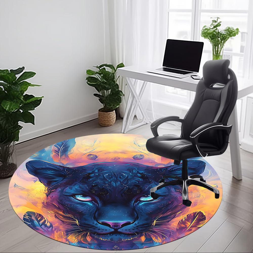 1pc Panther, Abstract Art Chair Carpet for Office, Soft Flannel Throw Mat, Perfect for Office,Holiday Party Decoration Choice yy251113067