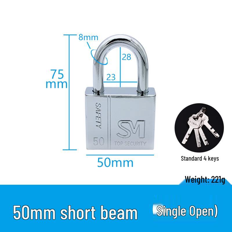 Huilevinas 50mm Square Imitation Stainless Steel Padlock 5-Pack
