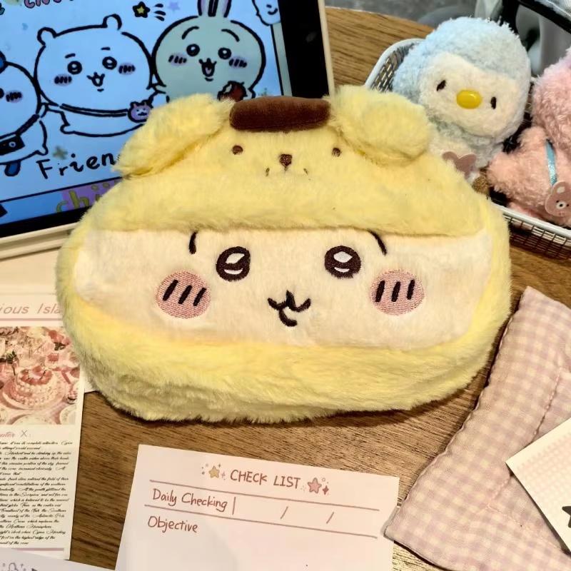 Chiikawa Anime Plush Pen Case Cartoon Usagi Hachiware Large Fluffy Cute Stationery Pouch Student Birthday Gifts For Girls