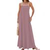 Women's Spring And Summer Casual Fashion Adjustable Suspender Solid Color Long Dress