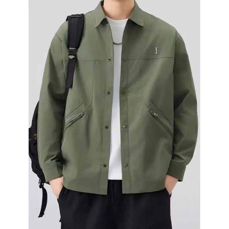 2025 Autumn Men's Japanese Retro Workwear Jacket: Casual Trendy Lapel Outerwear with High-End Feel