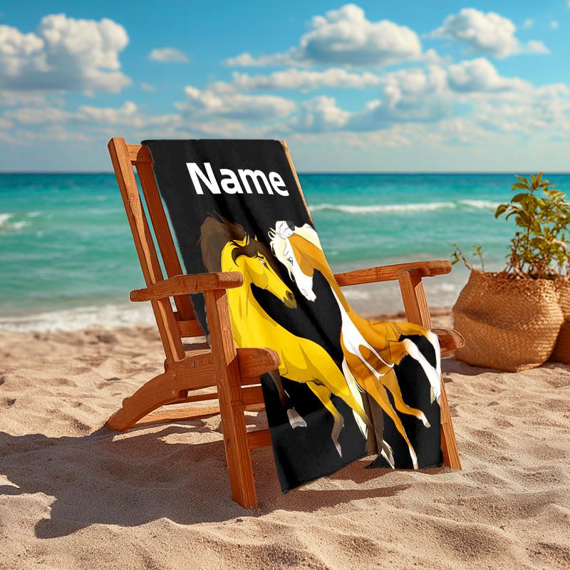 Asciugamano da spiaggia personalizzato con motivo Spirit Riding Free - morbido, assorbente, ad asciugatura rapida, perfetto per nuoto, campeggio e bagni