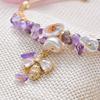 New Style Sweet Honeybee Purple Crystal & Natural Freshwater Pearl 14K Gold Filled Ladies Bangle Promotion  For Women