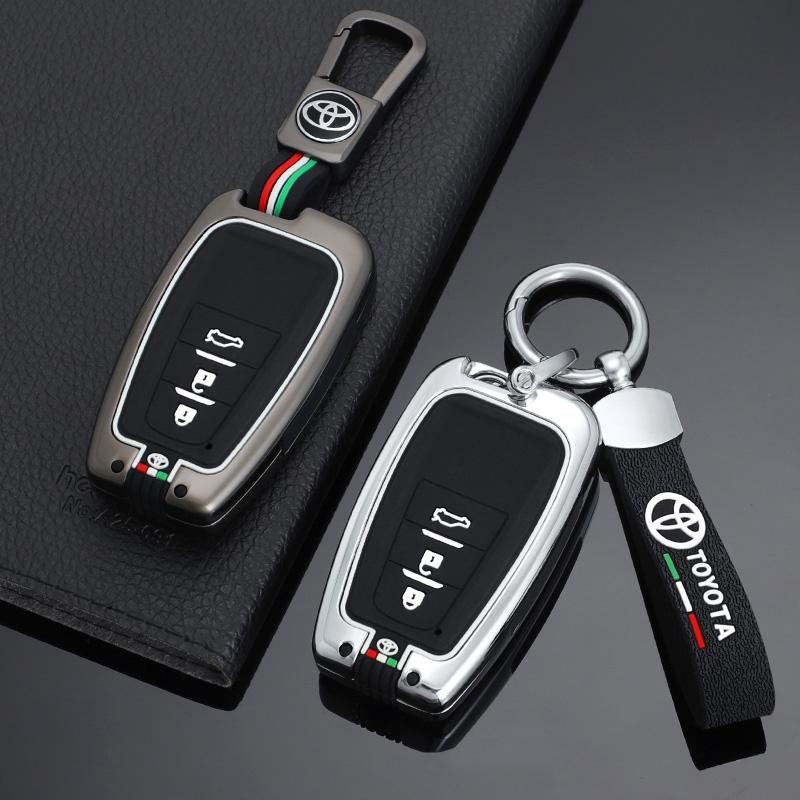 Zinc Alloy+Silicone Car Remote Key Case Cover For Toyota Prius Camry Corolla C-HR CHR RAV4 Prado 2018 2019 Keychain Accessories