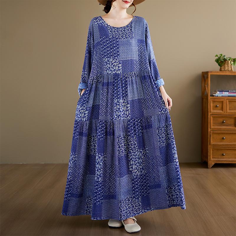 DIMANAF New 2026 Women Plus Size Spring Summer Beach Long Dress Lady Loose Oversize Maxi Print Floral Dresses
