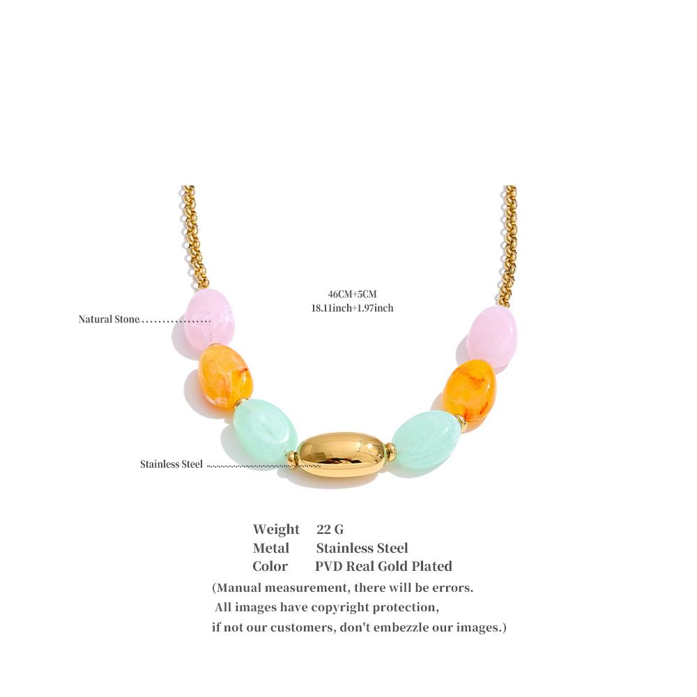 Eetit Frühling Sommer Stil Edelstahl Süßigkeitenfarbe Harzstein Kette Handgefertigte Halskette 2026 Wasserdicht Helle Farbe Schmuck