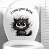 Black Big-eyed Kitten Toilet Cover, Water Tank Decoration Sticker, A Line of Children's Fun Style Home Decoration Stickers