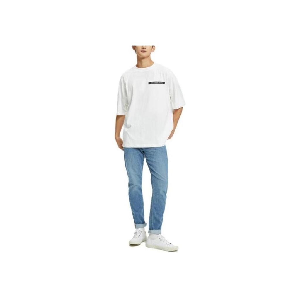 Calvin Klein Letter Print Loose Short Sleeve T-Shirt Unisex tops White J400212-YAF